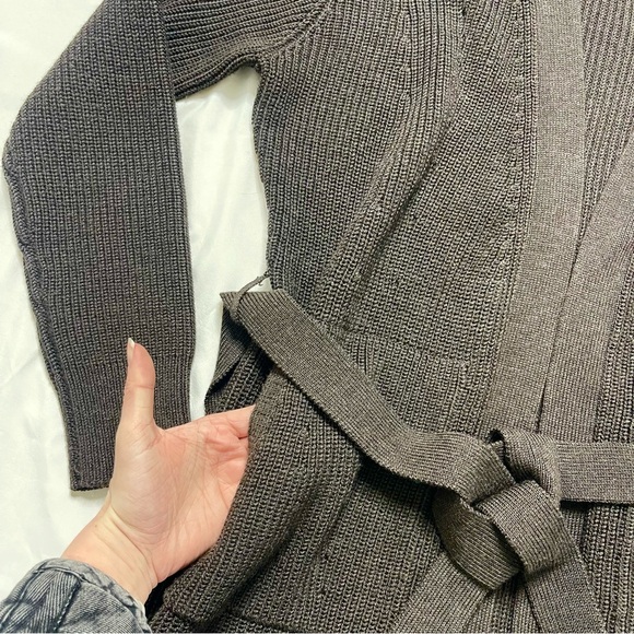 Athleta Scenic Wrap Walnut Brown Heather Knit Tie Cardigan Sweater Size Small - Picture 4 of 6
